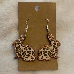 Cheetah leopard print bunny rabbit earrings